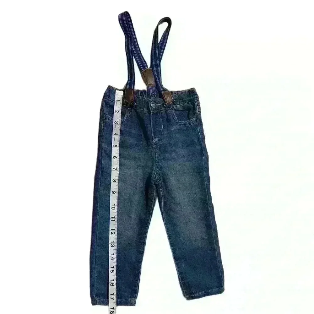 Oshkosh Baby BGosh Sz 18 Months Boys Suspender Denim Jean Pants Blue